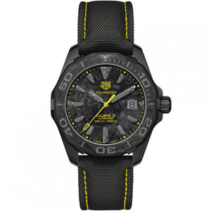 Tag Heuer Aquaracer Calibre 5 Black NATO Strap Carbon Dial Watch for Men - WBD218B.FC6446 Authentic Buy Shop Now