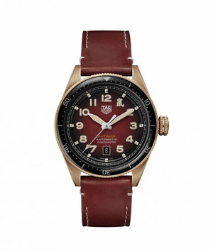 Tag Heuer Autavia Calibre 5 Chinese New Year Maroon Dial Maroon Leather Strap Watch for Men - WBE5193.FC8300 Authentic Buy Shop Now