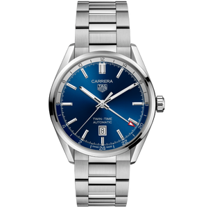 Tag Heuer Carrera Twin Time Blue Dial Silver Steel Strap Watch for Men - WBN201A.BA0640 Authentic Buy Shop Now
