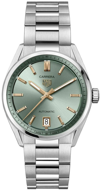 Tag Heuer Carrera Date Automatic 18K Green Dial Silver Steel Strap Watch for Women - WBN2312.BA0001 Authentic Buy Shop Now