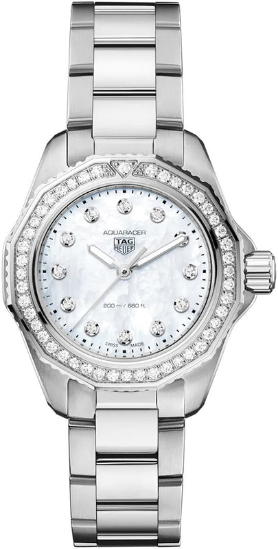 Tag Heuer Aquaracer Professional 200 Quartz Diamond Mother of Pearl Dial Silver Steel Strap Watch for Women - WBP1417.BA0622 Authentic Buy Shop Now