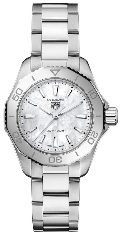 Tag Heuer Aquaracer Professional 200 Quartz Mother of Pearl Dial Silver Steel Strap Watch for Women - WBP1418.BA0622 Authentic Buy Shop Now