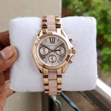 Michael Kors Bradshaw Rose Gold Dial Two Tone Steel Strap Watch for Women - MK6066 Authentic Buy Shop Now