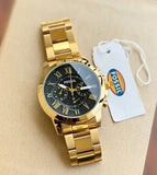 Fossil Grant Chronograph Black Dial Gold Steel Strap Watch for Men - FS4815 Authentic Buy Shop Now