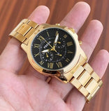 Fossil Grant Chronograph Black Dial Gold Steel Strap Watch for Men - FS4815 Authentic Buy Shop Now