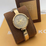 Michael Kors Parker Crystals Gold Dial Gold Steel Strap Watch For Women - MK4469 Authentic Buy Shop Now
