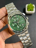 Emporio Armani Paolo Chronograph Green Dial Silver Steel Strap Watch For Men - AR11529 Authentic Buy Shop Now
