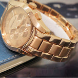 Emporio Armani Valente Chronograph Rose Gold Dial Rose Gold Steel Strap Watch For Men - AR0365 Authentic Buy Shop Now
