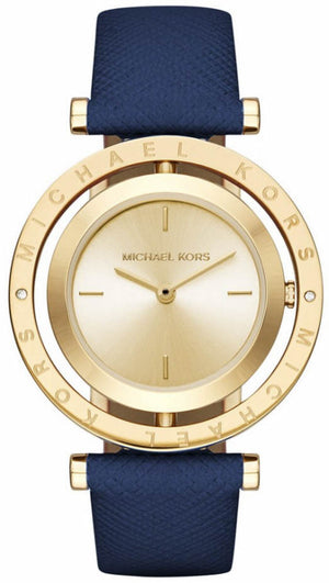 Michael Kors Averi Gold Dial Navy Blue Leather Strap Watch for Women - MK2526 Authentic Buy Shop Now
