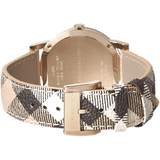Burberry The City Gold Dial Haymarket Brown Leather Strap Watch for Women - BU9026 Authentic Buy Shop Now