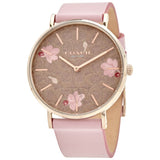 Coach Perry Floral Motif Fawn Dial Pink Leather Strap Watch for Women - 14503442 Authentic Buy Shop Now