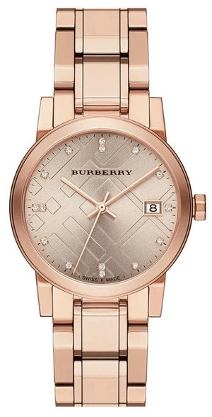 Burberry The City Diamonds Rose Gold Dial Rose Gold Steel Strap Watch for Women - BU9126 Authentic Buy Shop Now