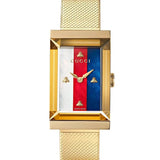Gucci G-Frame Mother of Pearl Dial Yellow Gold Mesh Bracelet Watch For Women - YA147410 Authentic Buy Shop Now