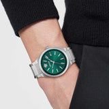 Versace V-Auria Quartz Green Dial Silver Steel Strap Watch for Men - VE0F00125 Authentic Buy Shop Now