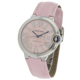 Cartier Ballon Bleu De Cartier Pink Dial Pink Leather Strap Watch for Women - WSBB0007 Authentic Buy Shop Now