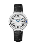 Cartier Ballon Bleu De Cartier Silver Dial Black Leather Strap Watch for Women - WSBB0028 Authentic Buy Shop Now