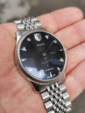 Gucci G Timeless Automatic Black Dial Silver Steel Strap Watch For Men - YA126353 Authentic Buy Shop Now