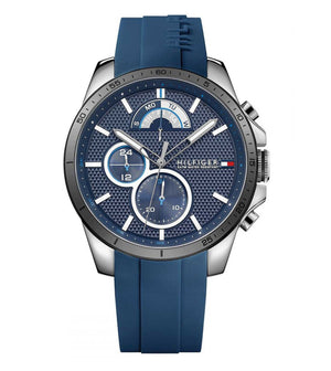 Tommy Hilfiger Decker Quartz Blue Dial Blue Rubber Strap Watch for Men - 1791350 Authentic Buy Shop Now