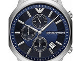 Emporio Armani Renato Chronograph Blue Dial Silver Steel Strap Watch For Men - AR11164 Authentic Buy Shop Now