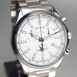 Gucci G Timeless Chronograph White Dial Silver Steel Strap Watch For Men - YA126472 Authentic Buy Shop Now