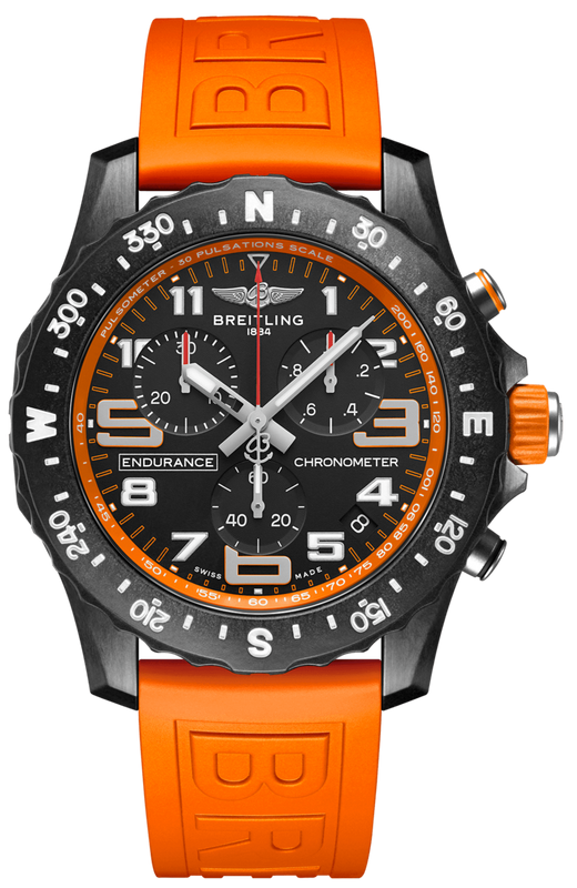 Breitling Endurance Pro Black Dial Orange Rubber Strap Watch for Men - X82310A51B1S1 Authentic Buy Shop Now