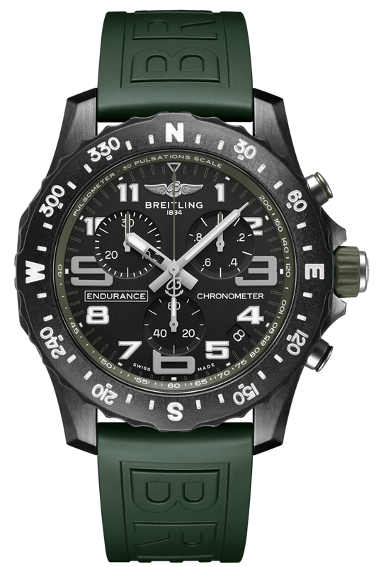 Breitling Endurance Pro Black Dial Green Rubber Strap Watch for Men - X82310D31B1S1 Authentic Buy Shop Now