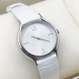 Calvin Klein Skirt White Dial White Leather Strap Watch for Women - K2U231K6 Authentic Buy Shop Now