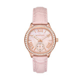 Michael Kors Sage Three-Hand Mother of Pearl Pink Dial Pink Leather Strap Watch for Women - MK4820 Authentic Buy Shop Now
