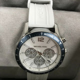 Michael Kors Berkley Chronograph Silver Dial White Rubber Strap Watch For Women - MKO1040 Authentic Buy Shop Now