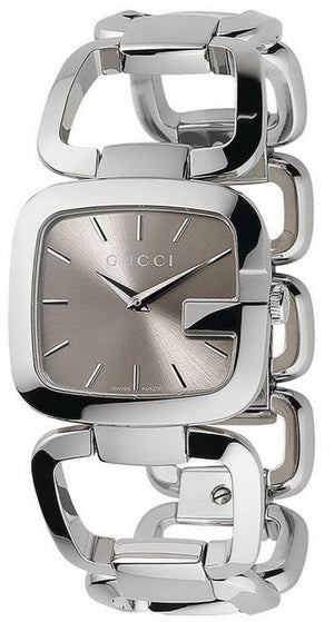 Gucci G Brown Square Brown Dial Silver Steel Strap Watch For Women - YA125402 Authentic Buy Shop Now