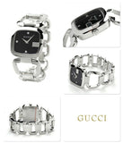 Gucci G Gucci Diamonds Black Dial Silver Steel Strap Watch For Women - YA125406 Authentic Buy Shop Now