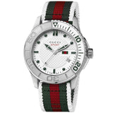 Gucci G Timeless White Dial Two Tone Nylon Strap Watch For Men - YA126231 Authentic Buy Shop Now