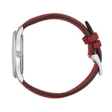 Gucci G Timeless Automatic Silver Dial Red Leather Strap Watch For Men - YA126346 Authentic Buy Shop Now
