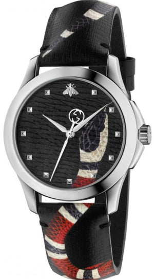 Gucci Le Marche Des Merveilles Black Dial Black Leather Strap Unisex Watch - YA1264007 Authentic Buy Shop Now