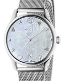 Gucci G-Timeless Mother of Pearl Dial Silver Mesh Bracelet Watch For Women - YA1264040 Authentic Buy Shop Now