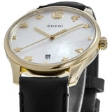 Gucci G-Timeless Mother of Pearl Dial Black Leather Strap Watch For Women - YA126589 Authentic Buy Shop Now