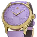 Gucci G Timeless Quartz Lilac Dial Lilac Leather Strap Watch For Women - YA1264098 Authentic Buy Shop Now