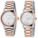 Gucci G Timeless Silver Dial Two Tone Steel Strap Watch For Women - YA126528 Authentic Buy Shop Now