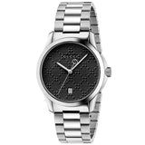 Gucci G Timeless Black Dial Silver Steel Strap Watch For Men - YA126460 Authentic Buy Shop Now