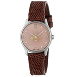 Gucci G Timeless Quartz Diamonds Pink Dial Red Leather Strap Watch For Women - YA1265017 Authentic Buy Shop Now