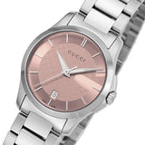 Gucci G Timeless Pink Dial Silver Steel Strap Watch For Women - YA126524 Authentic Buy Shop Now