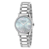 Gucci G Timeless Mother of Pearl Dial Silver Steel Strap Watch For Women - YA126543 Authentic Buy Shop Now