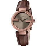 Gucci G Interlocking Brown Dial Brown Leather Strap Watch For Women - YA133504 Authentic Buy Shop Now