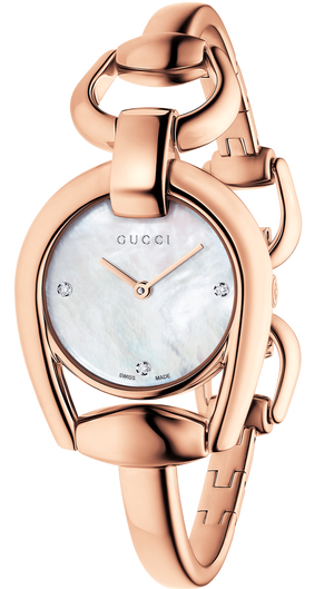 Gucci Horsebit Collection Diamonds Mother of Pearl Dial Rose Gold Steel Strap Watch For Women - YA139508 Authentic Buy Shop Now