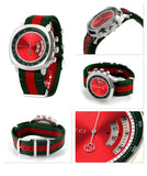 Gucci Grip Quartz Chronograph Red Dial Two Tone NATO Strap Watch for Men - YA157304 Authentic Buy Shop Now