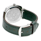 Gucci Grip Quartz Silver Dial Green Leather Strap Unisex Watch - YA157406 Authentic Buy Shop Now