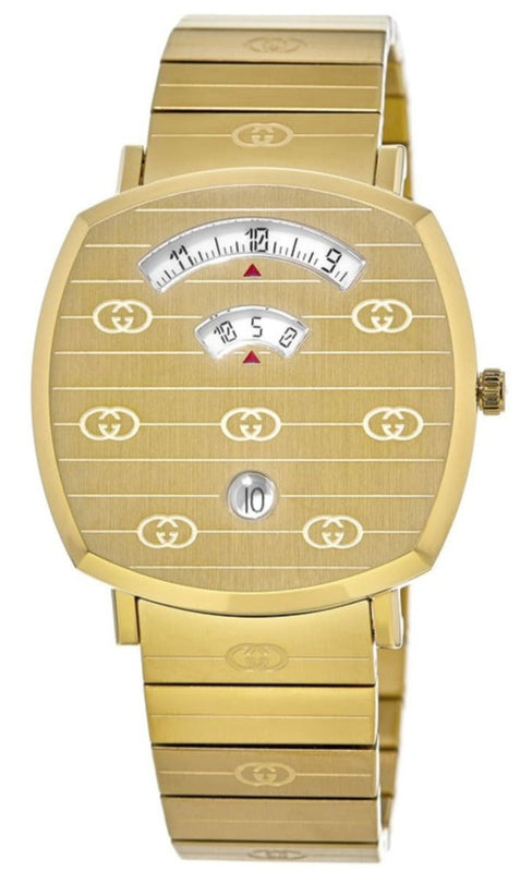 Gucci Grip Quartz Yellow Gold Dial Gold Steel Strap Unisex Watch - YA157409 Authentic Buy Shop Now