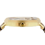 Gucci Grip Disney Mickey Mouse Gold Dial Brown Leather Strap Watch For Women - YA157420 Authentic Buy Shop Now