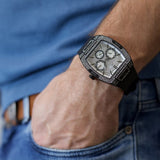Guess Phoenix Multifunction Silver Dial Black Silicone Strap Watch For Men - GW0048G1 Authentic Buy Shop Now