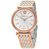 Versace V-Twist White Dial Two Tone Mesh Bracelet Watch for Women - VELS00719 Authentic Buy Shop Now